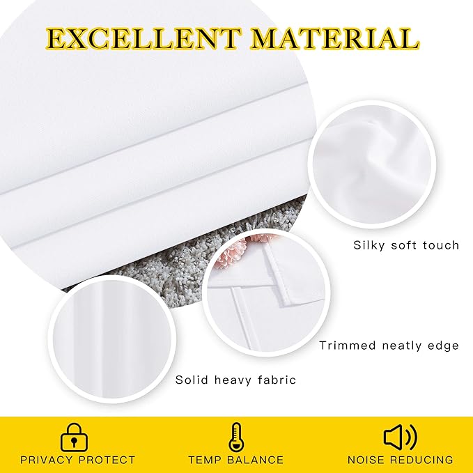NICETOWN White Room Darkening Curtain Panels - Thermal Insulated Grommet 50% Room Darkening Window Drapes and Curtains for Bedroom/Basement (Set of 2, W37 x L54)