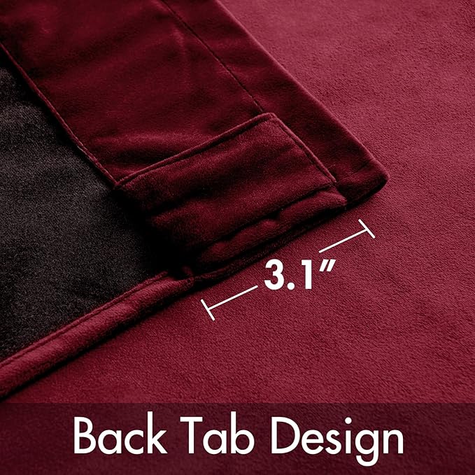 MIULEE Velvet Curtains 96 inches 2 Panels - Luxury Blackout Curtains for Bedroom Living Room Thermal Insulated Super Soft Christmas Window Drapes Rod Pocket & Back Tab, Burgundy Red, W52 x L96 inches