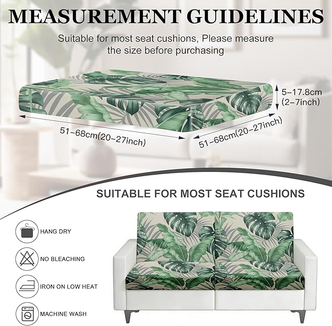 4Pcs Patio Stretch Cushion Covers,Outdoor Sofa Replacement Cover Slipcovers for Patio Furniture Cushion Covers, Washable Reusable Furniture Protector