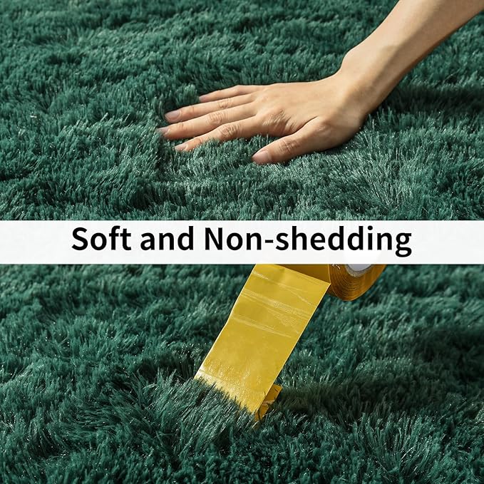 Soft Runner Rugs for Bedroom Hallways, 2x6 Green Fluffy Shag Throw Area Rug Non Slip for Bedside Dorm, Long Shaggy Furry Carpet for Nursery Living Room