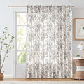 jinchan Linen Floral Curtains 100 Inch Extra Wide for Patio Sliding Glass Door Room Divider Curtain for Living Room 90 Inch Length Farmhouse Peony Black Printed Curtain Set 1 Panel
