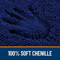Bath Rugs, 47x32 Navy Chenille High Pile Quick-Drying