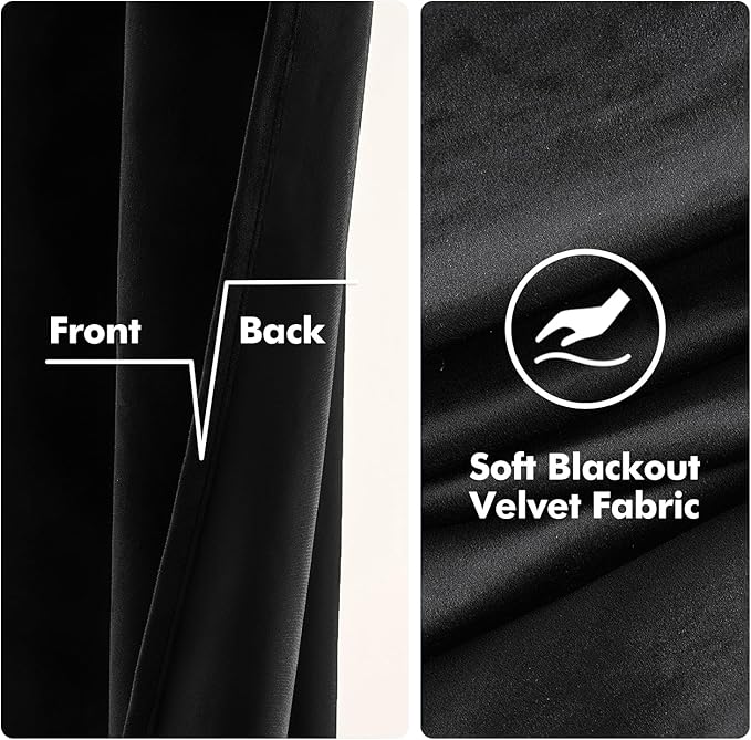 MIULEE Velvet Curtains Black Elegant Grommet Thermal Insulated Soundproof Room Darkening Curtain/Drapes for Classical Living Room Bedroom Halloween Decor 72 x 84 Inch Set of 2