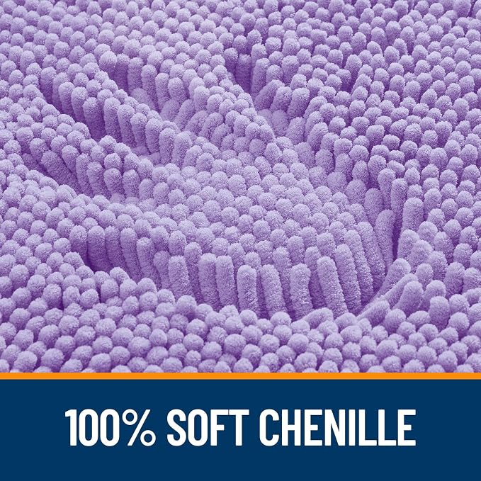 Bath Rugs 36x24 Chenille, Quick Dry Rubber Backing, Lavender