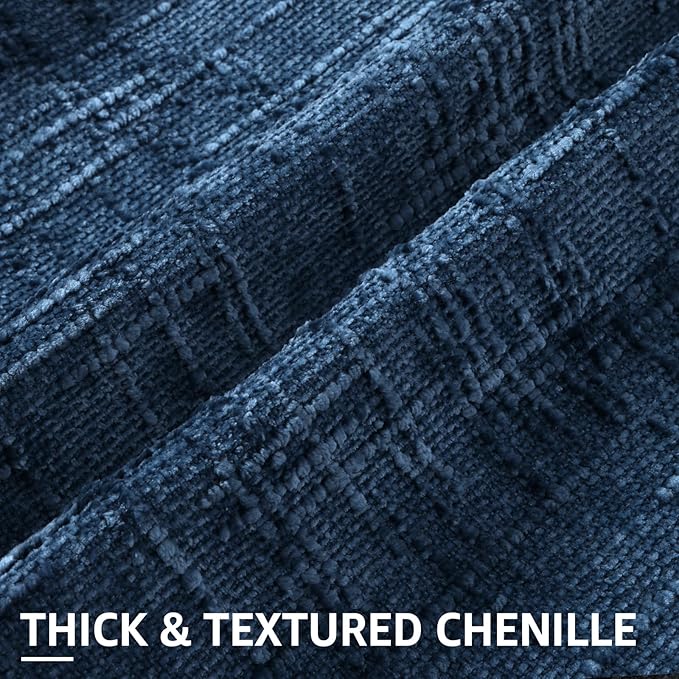 decorUhome Navy Blue Chenille Throw Pillow Covers 20x20 Set of 2 Textured Soft Cozy Slubby Couch Pillow Covers Modern Farmhouse Boho Decorative Pillow Cases for Bed Sofa Living Room