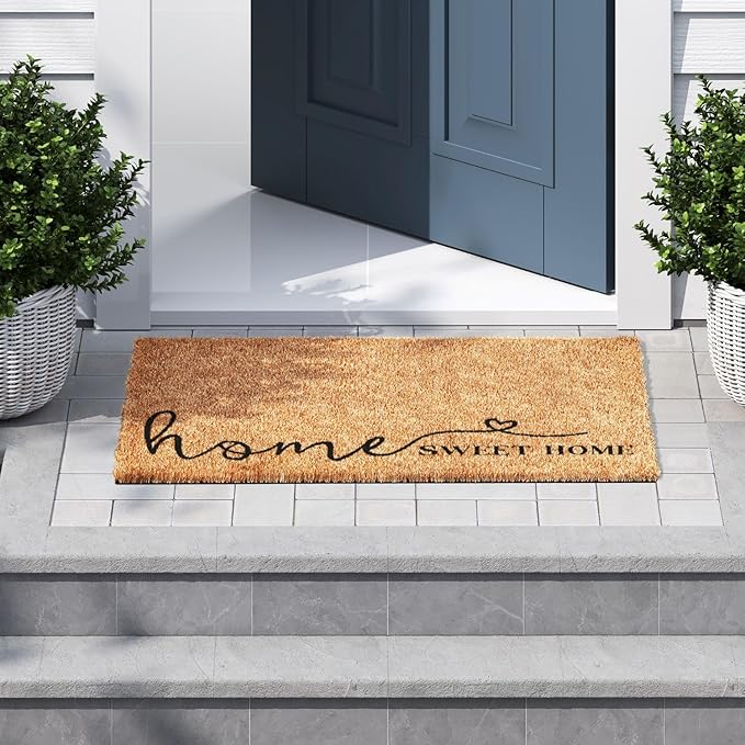 Barnyard Designs Doormat Welcome Mat for Outdoors, Large Front Door Entrance Mat, Brown (Home Sweet Home Script, 36x24)