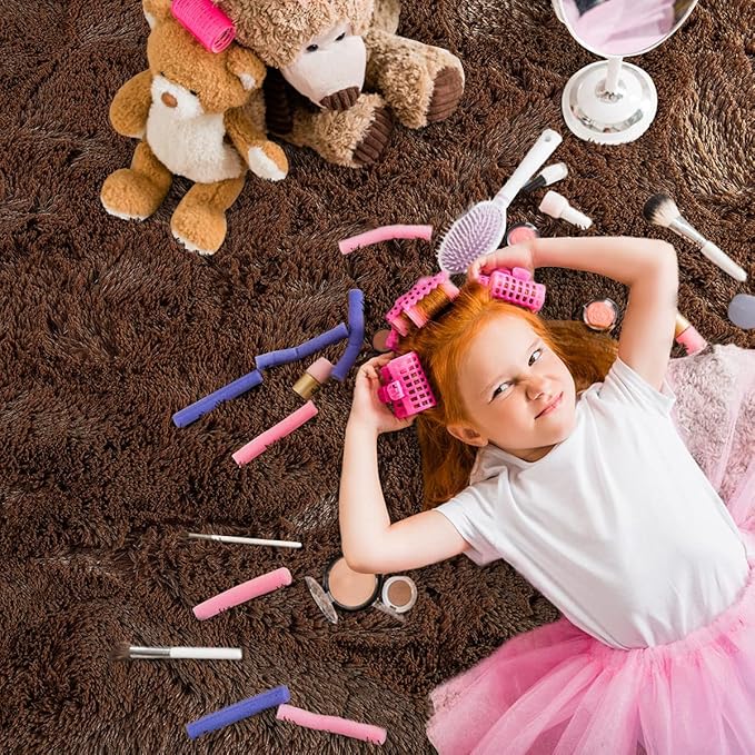 LOCHAS Ultra Soft Indoor Modern Area Rugs Fluffy Living Room Carpets for Children Bedroom Home Decor Nursery Rug 2x3 Feet, Brown