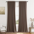 Guken 100% Blackout Curtains 120 Inch Length 2 Panels Set for Living Room Bedroom Back Tab Thermal Insulated Black Out Linen Drapes Room Darkening Mocha Mousse,52x120
