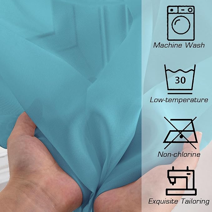 Simplebrand Turquoise Sheer Curtains 84 Inches Long 2 Panels, Light Filtering Rod Pocket Solid Color Window Sheer Curtain Panels, Elegant Curtains & Drapes for Bedroom (Turquoise, 42" W x 84" L)