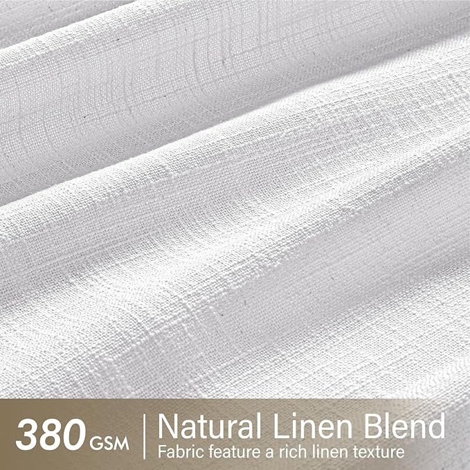 MIULEE Pinch Pleated Thick Linen Curtains 84 Inches Long 2 Panels, White Linen Texture Memory Trained Drapes for Living Room Bedroom, Pinch Pleat Light Filtering Farmhouse Window Curtains with Hooks