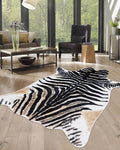 Zebra Print Rug for Living Room, Faux Fur Zebra Hide 5.2x7 Feet Animal Skin Rug for Bedroom Nursery Black and White