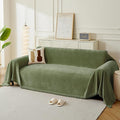 Couch Cover for Dogs, Boho Sofa Covers for 3 Cushion Couch, Chenille Sofa Slipcover for Pets Washable, L-Shape Sectional Couch Loveseat Cover Soft Throw Blankets with Tassels(71x118,Green)