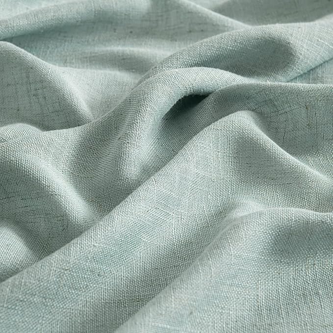 MIULEE Sea Green Linen Curtains 84 Inch Length for Bedroom Living Room, Soft Thick Linen Textured Window Drapes Semi Sheer Light Filtering Back Tab Rod Pocket Burlap Look Aqua Decor, 2 Panels