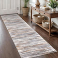 KOZYFLY Modern Abstract Hallway Runner Rug, 2x8 Kitchen Rugs Non-Slip Washable Soft Striped Kitchen Runner Rugs, Print Grey Brown Carpet Runner for Entryway Bathroom Laundry Room Foyer