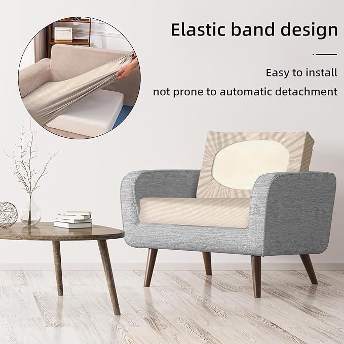 Patio Cushion Covers Outdoor Cushion Covers,Super Elastic Cushion Covers Replacement, Suitable for Outdoor Sofa Patio Couch Cover Replacement (8Pcs,Beige,Cover Only)