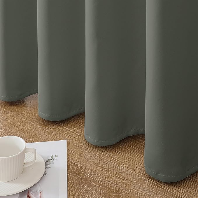 Joydeco Blackout Curtains 90 Inch Length 2 Panels Set, Thermal Insulated Long Curtains& Drapes 2 Burg, Room Darkening Grommet Drapes for Bedroom Living Room Window (Sage Green, W52 x L90 Inch)