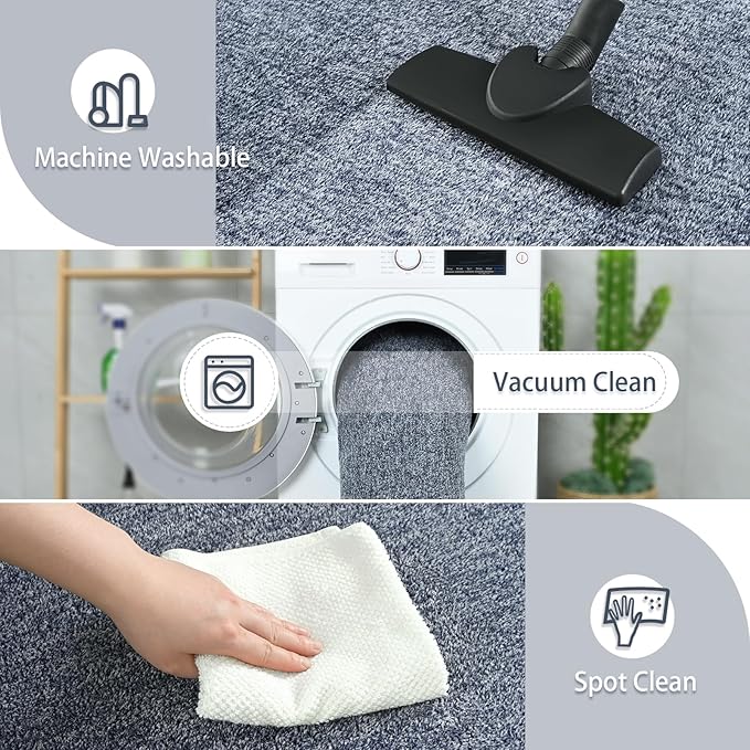 AROGAN Washable 2x10 Runner Rug for Hallway, Long Runner Rugs wtih Soft Memory Foam for Bedroom, Non Slip Backing Carpet Runners for Hallways, Kitchen, Bathroom, Entryway Home Decor, Navy Blue