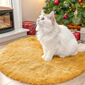 OLANLY Mustard Yellow Round Rugs for Bedroom - Machine Washable, 2 ft Circle Area Rugs for Living Room, Soft and Fluffy Shaggy Carpet for Teen Girl and Boys, Nursery Rooms, Dorms, Home Decor Aesthetic