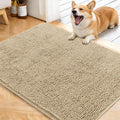OLANLY Dog Door Mat for Muddy Paws 40x32, Absorbs Moisture and Dirt, Absorbent Non-Slip Washable Doormat, Quick Dry Chenille Mud Mat for Dogs, Entry Indoor Entryway Carpet for Inside Floor, Beige