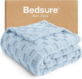 Bedsure GentleSoft Light Blue Throw Blanket for Couch - Checkered Fleece Blankets Gifts for Kids Girls, Cute Soft Cozy Throw for Bedroom Home Decor Gifts, 50x60 Inches