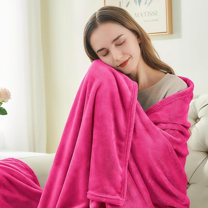 BEDELITE Fleece Blanket Hot Pink Valentines Throw Blanket for Couch & Bed, Luxury Plush Cozy Fuzzy Blanket 50" x 70", Super Soft Warm Lightweight Fall Throw Blanket for Travel Camping