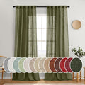 MIULEE Light Olive Green Linen Curtains 90 Inch Long 2 Panels for Bedroom Living Room, Soft Linen Textured Natural Window Drapes Semi Sheer Light Filtering Back Tab Rod Pocket Burlap Look Decor