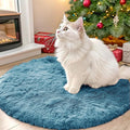 OLANLY Slate Blue Round Rugs for Bedroom - Machine Washable, 2 ft Circle Area Rugs for Living Room, Soft and Fluffy Shaggy Carpet for Teen Girl and Boys, Nursery Rooms, Dorms, Home Decor Aesthetic