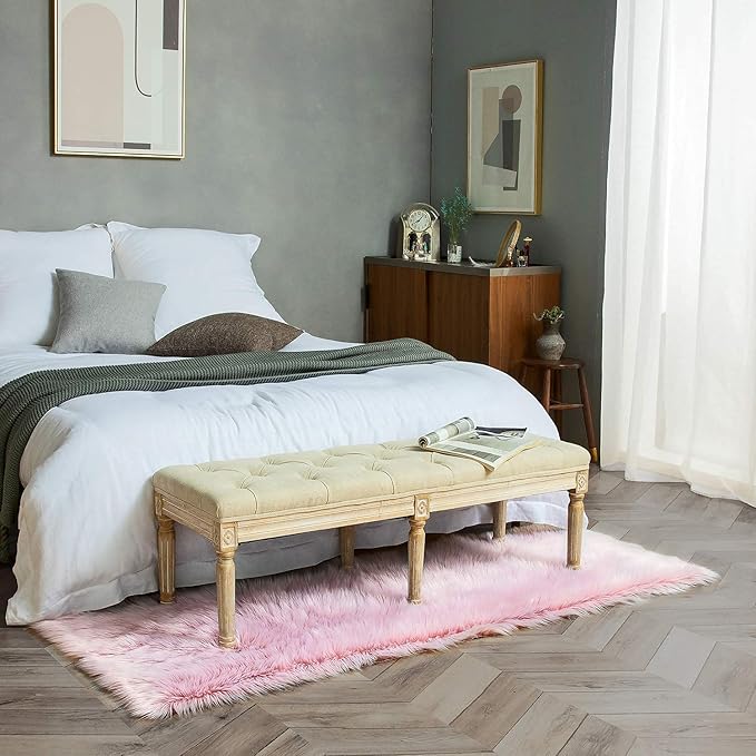 Ashler Faux Fur Rug, Fluffy Shaggy Area Rug Ultra Soft 2.2 x 6 Feet Rectangle Fur Rug, Frosted Bottom Pink Fuzzy Rug Machine Washable Shag Rug, Nursery Decor Throw Rugs for Bedroom, Living Room