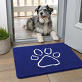 Smiry Dog Door Mat for Muddy Paws, Absorbent Dirt Trapper Non Slip Quick Dry Washable Chenille Mat for Mud Dogs, Entry Rug for Indoor and Outdoor (24x16 Inches, Navy Blue and White)