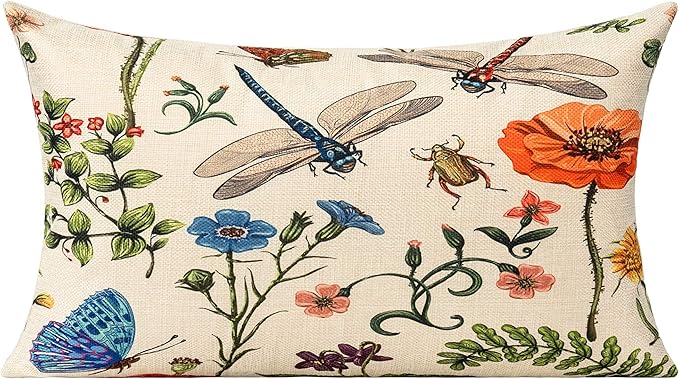 All Smiles Lumbar 12x20 Throw Pillow Covers Set of 2 Outdoor Summer Spring Garden Flowers Farmhouse Décor Outside Furniture Bench Decorative Cushion Cases for Patio Sofa Couch Chair Bed