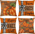 Fall Decorations for Home,Fall Pillow Covers 18 x 18 Inch Autumn Thankful Grateful Blessed Pumpkin Linen Pillow Decorations for Sofa Couch Set of 4