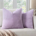 MIULEE Purple Decorative Throw Pillow Covers 18x18 Inch for Couch Bed Sofa Pack of 2 Lavender Boho Farmhouse Throw Pillows Soft Cross Corduroy Patchwork Textured Cushion Cases