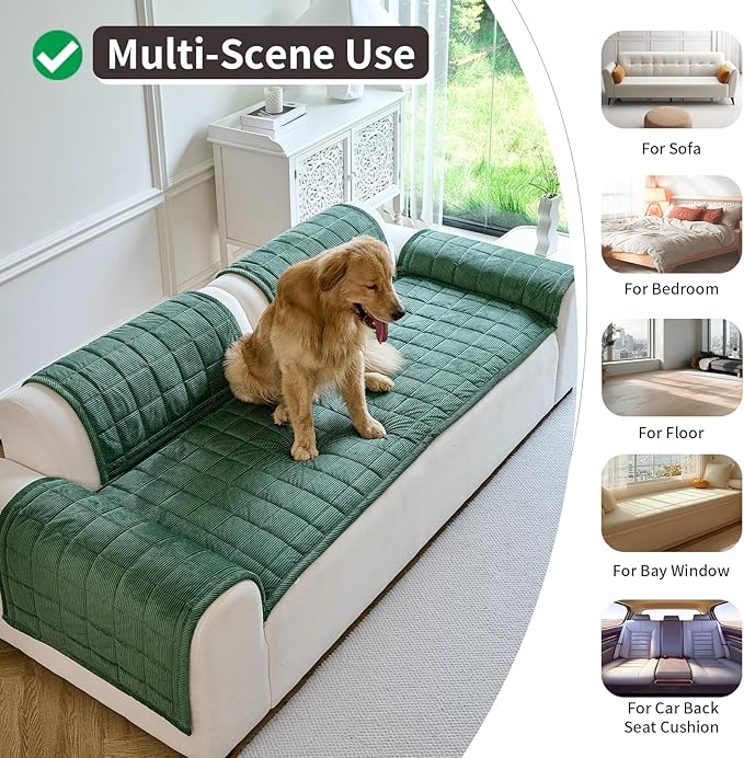 Couch Covers for Dogs Washable, Non Slip Couch Covers for Loveseat Sofa Pet Friendly, Soft Fuzzy Sofa Covers for Pet, Dog Couch Cover Furniture Protector(1PC,Green,27.6"x82.7")