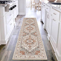 Yamaziot Washable Runner Rug, 2x8 Non-Slip Boho Vintage Hallway Rug Runner with Rubber Backing, Low Pile Faux Wool Distressed Carpet Runner for Bedroom, Kitchen, Laundry, Entrance, Ginger Grey