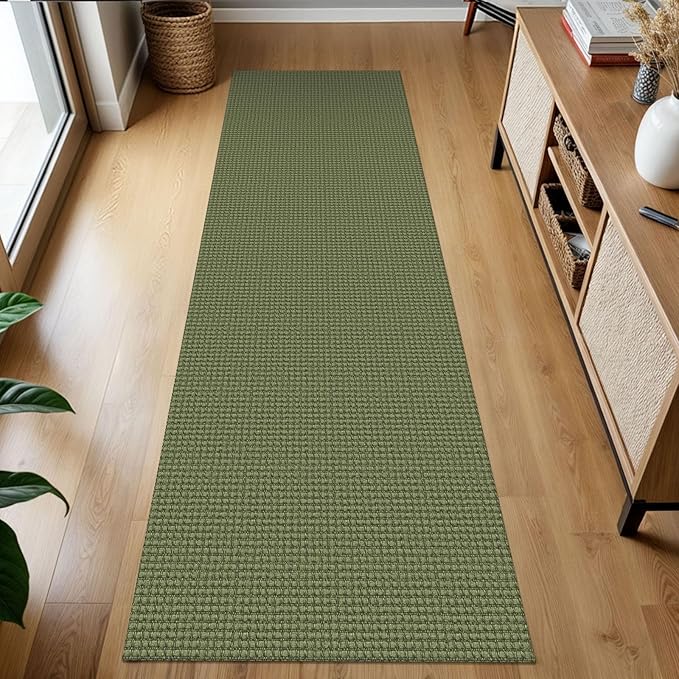 KOZYFLY Runners for Hallways 2x7 ft Washable Kitchen Runner Non Slip Rubber Backed Hall Runners Cotton Entryway Runner Rugs Floor Carpet for Indoor Backdoor Bedroom Kitchen, Bright Green/Earthy Green