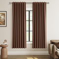 Guken 100% Blackout Curtains 72 Inch Length 2 Panels Set for Living Room Bedroom Back Tab Thermal Insulated Black Out Linen Drapes Room Darkening Window Curtains 72 Inches Long,Rustic Brown