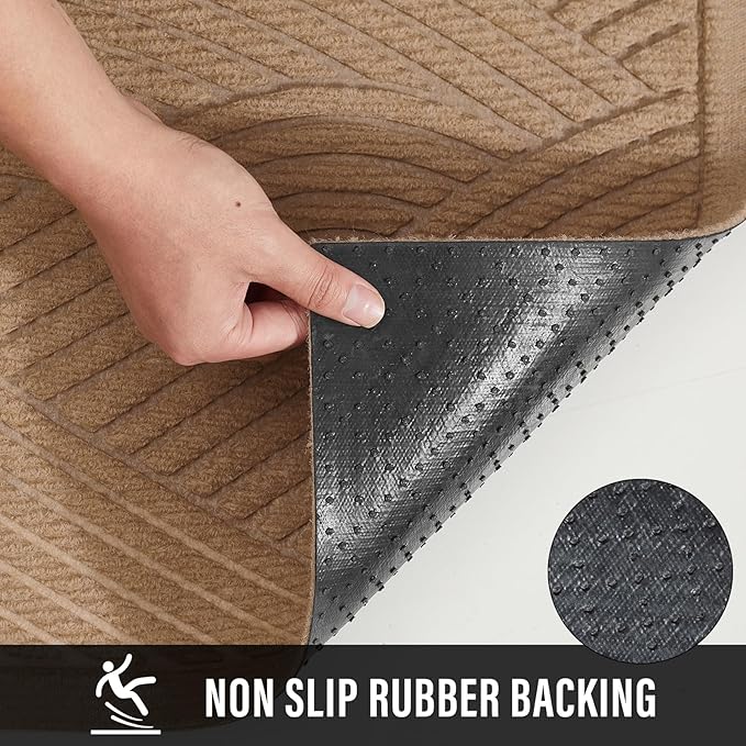 HIYARD Sturdy Front Door Mat, Absorbent Muddy Dirt Resist Welcome Door Mats Outdoor Indoor, Stain and Fade Resistant, Non-Slip Backing Entry Mat Low Profile Doormat for Entryway, 72×24, Beige