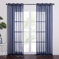 NICETOWN Sheer Curtains for Living - Long Voile Window Drapes Panels 84" for Patio/Boy Room/Master Bedroom/Sliding Door (54" W, Dark Blue, Set of 2)