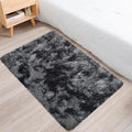 Black Small Tie-Dyed Area Rug for Bedroom Mini Grey (2x3)