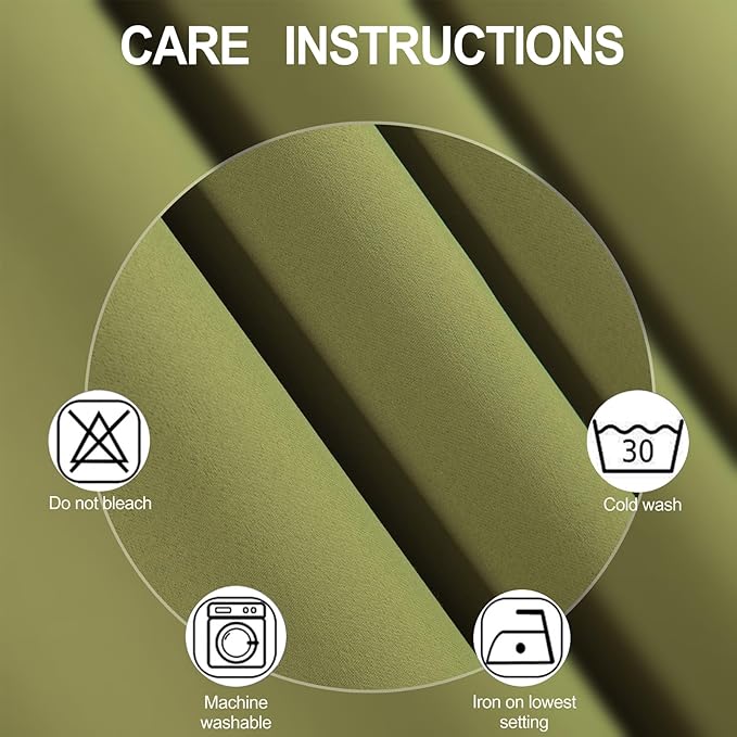 LEMOMO Blackout Curtains 52 x 120 Inch Long Olive Green Curtains Set of 2 Panels Room Darkening Curtains for Bedroom and Living Room