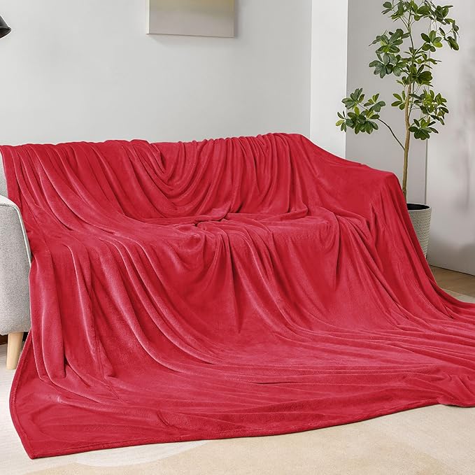BEDELITE Big Fleece Blanket 120" x 120" (10' x 10'), Super Soft Fluffy Fuzzy Oversized King for Bed, Couch, Sofa, Camping, Extra Large Blanket Fits Your Whole Family, Red