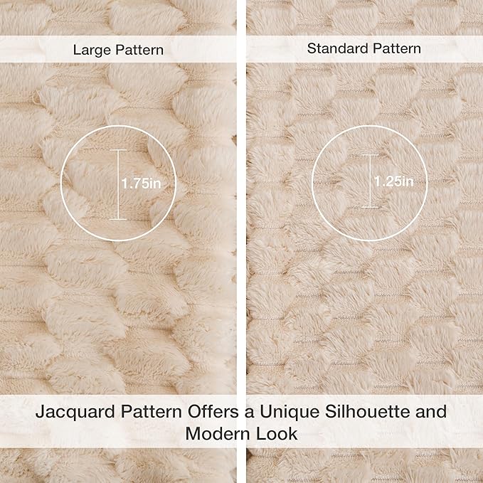 EXQ Home Fleece Throw Blanket for Couch and Bed, 3D Imitation Large Turtle Shell Jacquard Decorative Blankets, Plush Lightweight Fuzzy Flannel Blanket Suitable for All Seasons (50"×60",Beige)