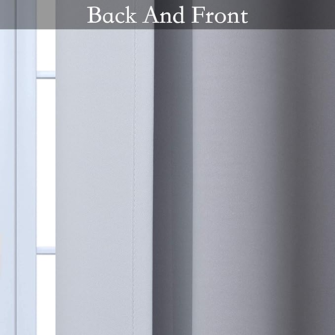 SimpleHome Ombre Room Darkening Curtains for Bedroom, Gradient Black to Grey White Light Blocking Thermal Insulated Grommet Window Curtain/Drapes for Living Room,2 Panels, 52x54 inches Length