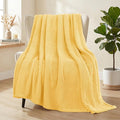 Whale Flotilla Extra Large Fuzzy Fleece Throw Blanket for Couch, 50x70 Inch Fluffy Warm Soft Jacquard Blankets for All Season, Lightweight and Cozy, Yellow