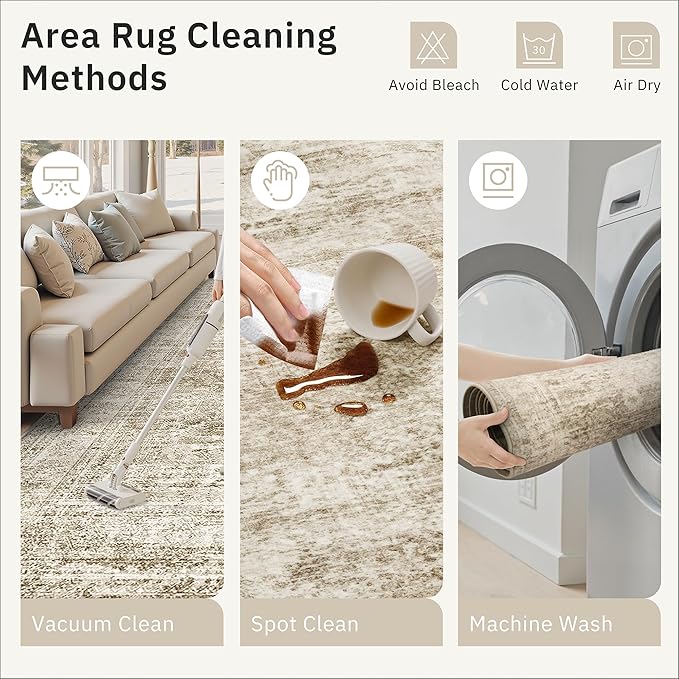 Runner Rug 2'x6' Washable Non-Slip Runner Rugs for Kitchen Bathroom Laundry Room Brown Vintage Floor Carpet Runners for Hallway Entryway