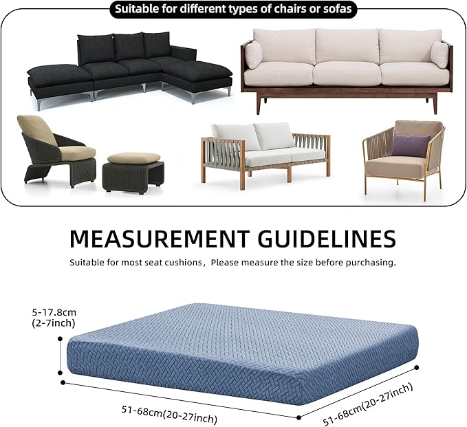 Outdoor Cushion Covers Set,8PCS Patio Furniture Couch Seat Slipcovers, Replacement for Sofa Sectional Chair(Cover，Only)