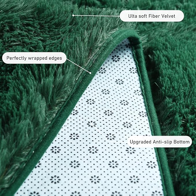 Rugs for Living Room 5x7, Soft Shaggy Modern Shag Area Rug for Bedroom, Upgrade Non-Slip Plush Fluffy Carpet for Kids Boys Girls Room Home Decor Aesthetic, Blackish Green