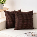 Pack of 2 Corduroy Decorative Throw Pillow Covers 18x18 InchSoft Boho Striped Pillow Covers Modern Farmhouse Home Decor for Sofa Living Room Couch Bed（Dark Brown）