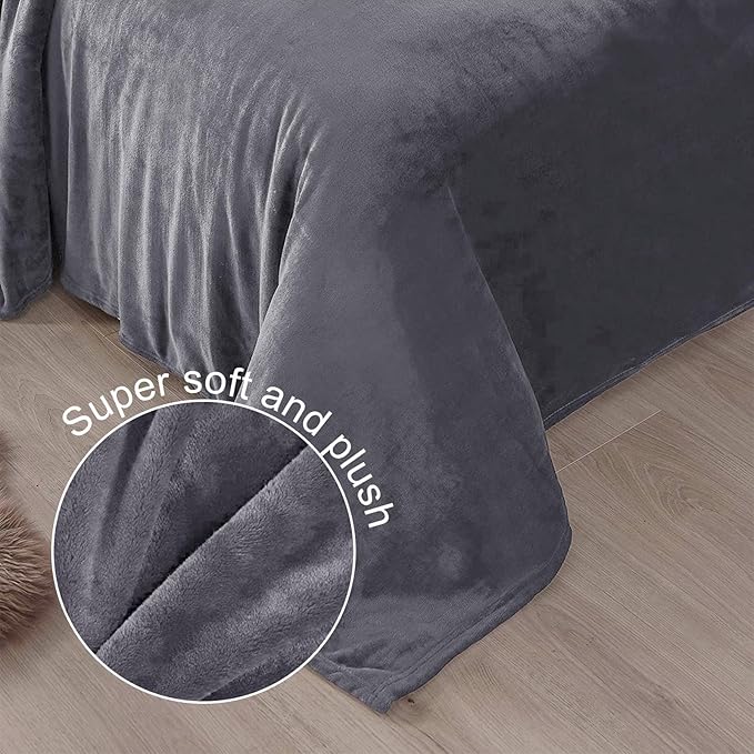 Exclusivo Mezcla Fleece Blanket Twin Size for Bed, Super Soft and Warm, All Season, Cozy, Plush, Lightweight, 90x66 Inches, Dark Grey