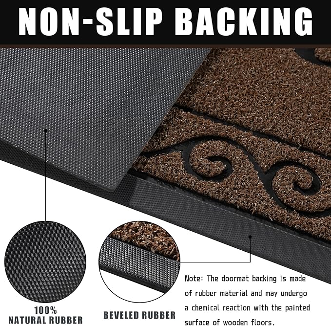 Yimobra Welcome Mat, Heavy Duty Sturdy Door Mats for Home Entrance Outdoor Indoor, Front Doormat for Outside Patio Floor Entry Porch Garage Office, Waterproof, Low Profile, 36x24, Coffee